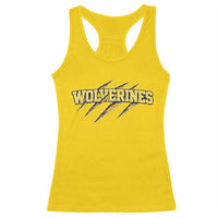 Wolverine Lover Sports Game Day Scratch Mark Racerback Tank Top