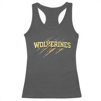 Wolverine Lover Sports Game Day Scratch Mark Racerback Tank Top