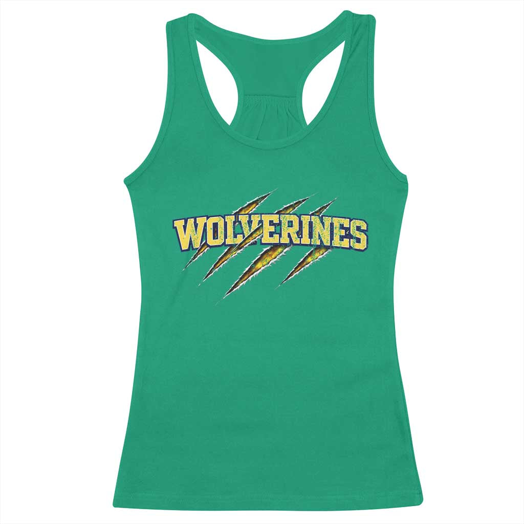 Wolverine Lover Sports Game Day Scratch Mark Racerback Tank Top