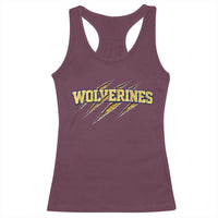 Wolverine Lover Sports Game Day Scratch Mark Racerback Tank Top