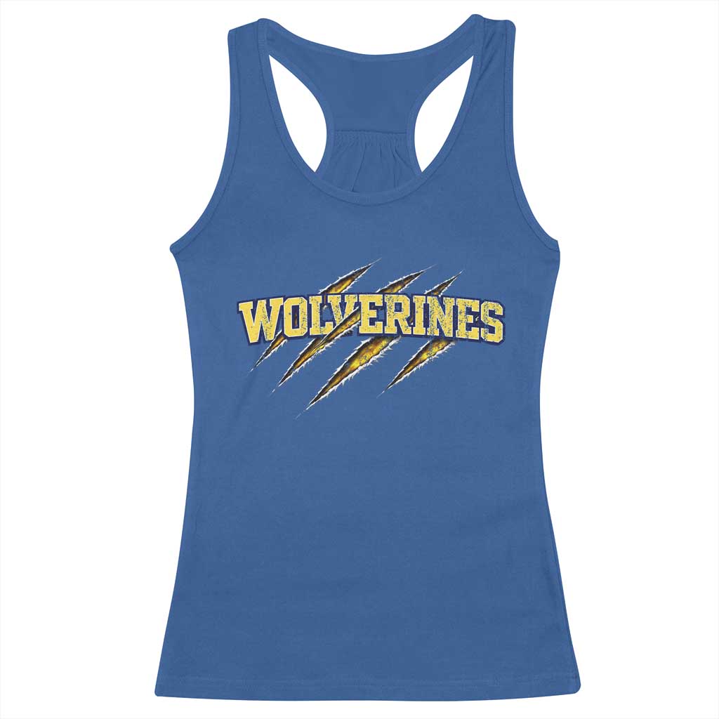 Wolverine Lover Sports Game Day Scratch Mark Racerback Tank Top
