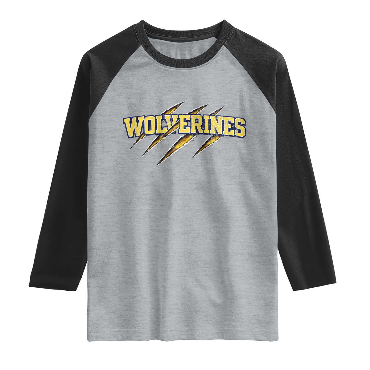 Wolverine Lover Sports Game Day Scratch Mark Raglan Shirt