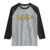 Wolverine Lover Sports Game Day Scratch Mark Raglan Shirt