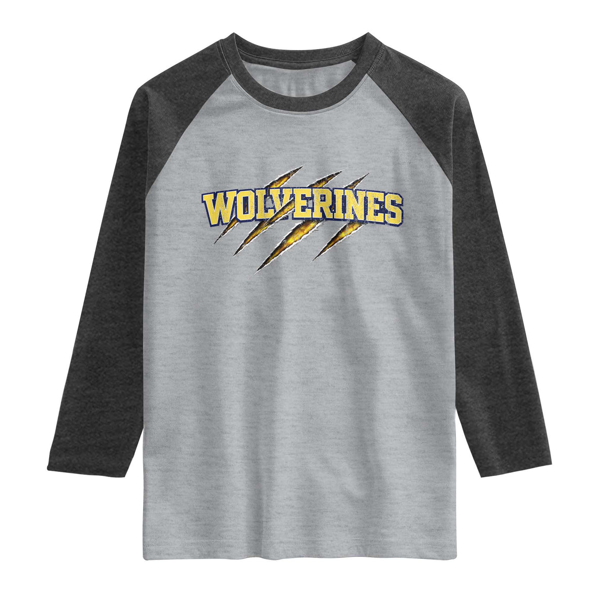 Wolverine Lover Sports Game Day Scratch Mark Raglan Shirt