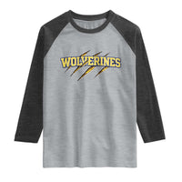 Wolverine Lover Sports Game Day Scratch Mark Raglan Shirt