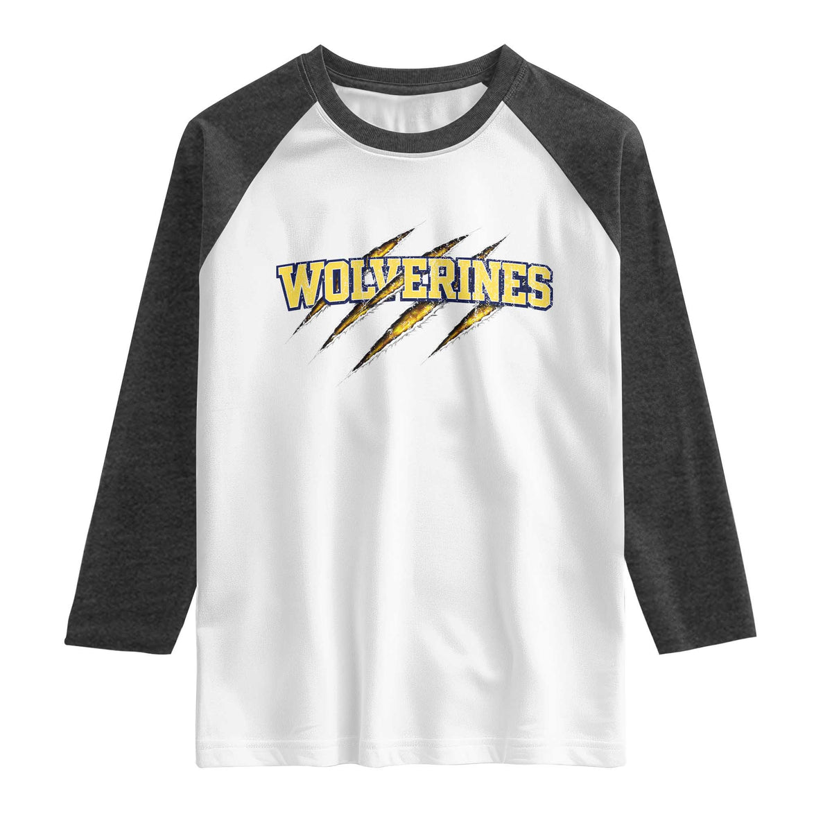 Wolverine Lover Sports Game Day Scratch Mark Raglan Shirt