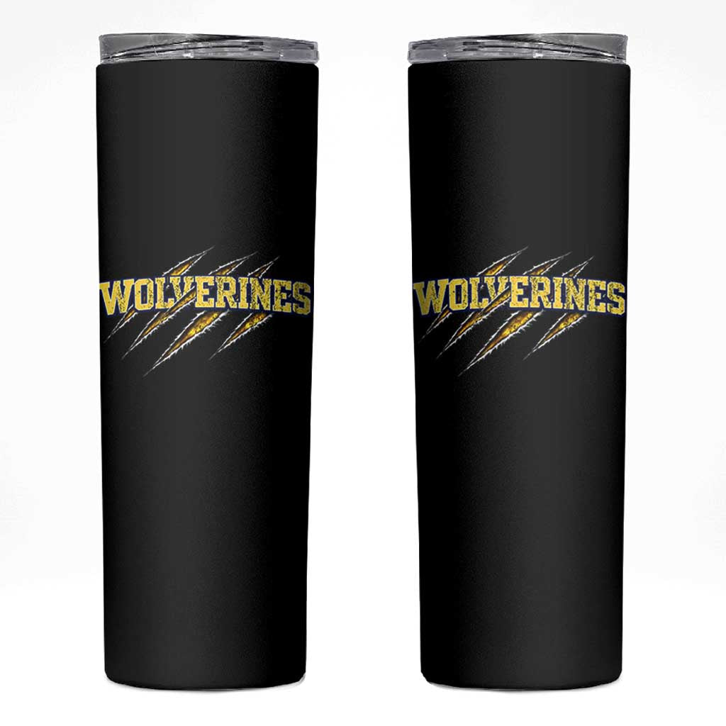 Wolverine Lover Sports Game Day Scratch Mark Skinny Tumbler