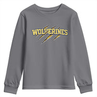 Wolverine Lover Sports Game Day Scratch Mark Youth Sweatshirt