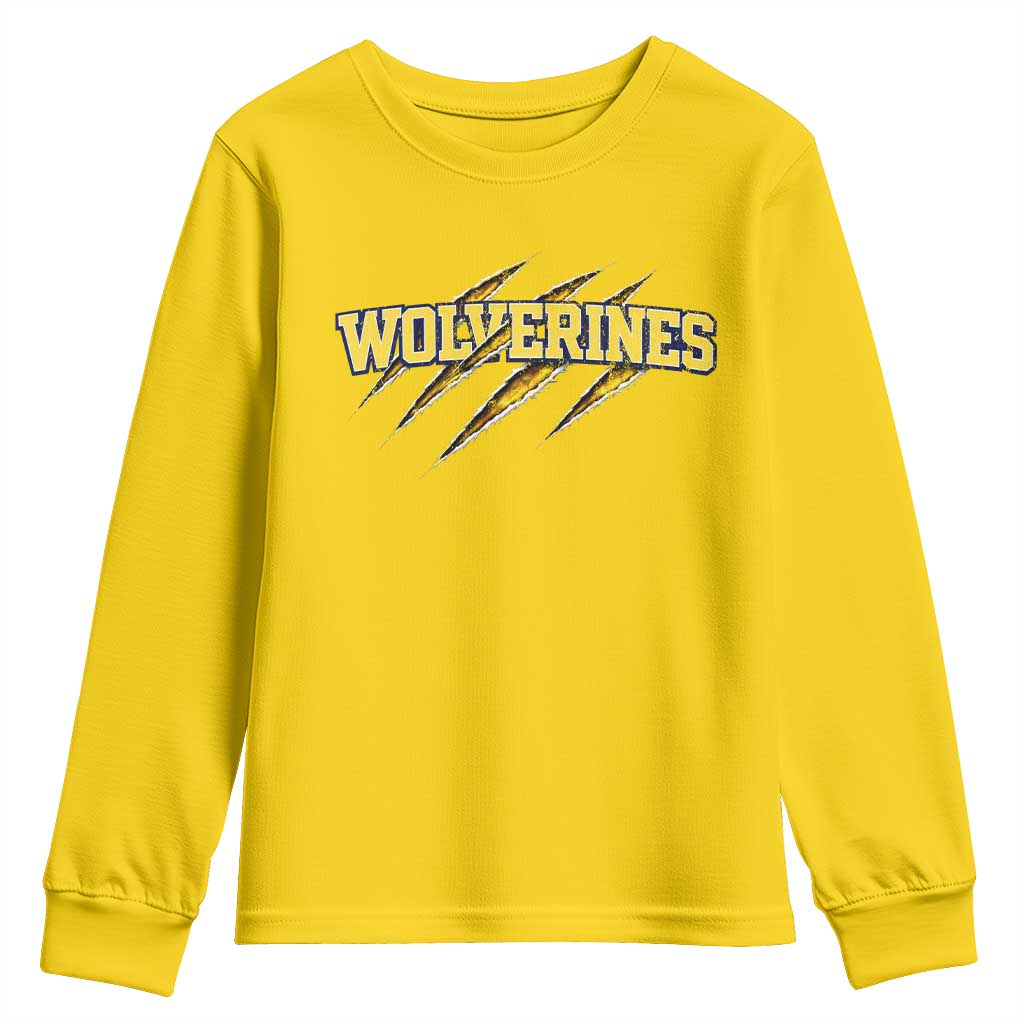 Wolverine Lover Sports Game Day Scratch Mark Youth Sweatshirt