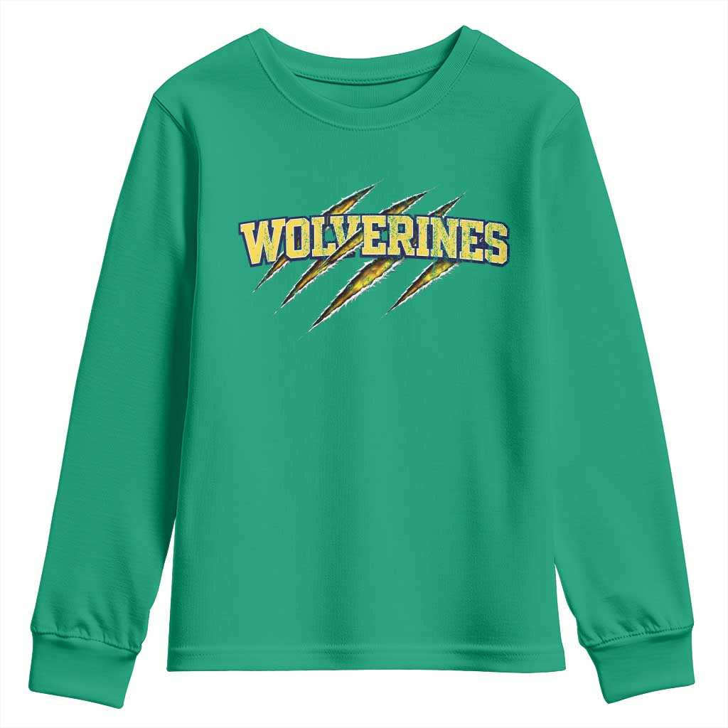 Wolverine Lover Sports Game Day Scratch Mark Youth Sweatshirt