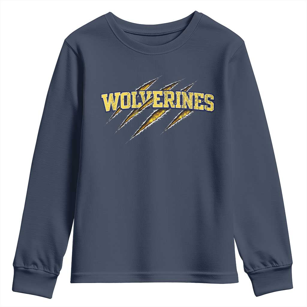 Wolverine Lover Sports Game Day Scratch Mark Youth Sweatshirt