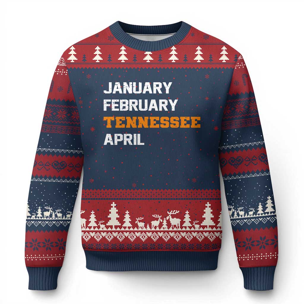 January February Tennessee April Ugly Christmas Sweater Basketball Game Day