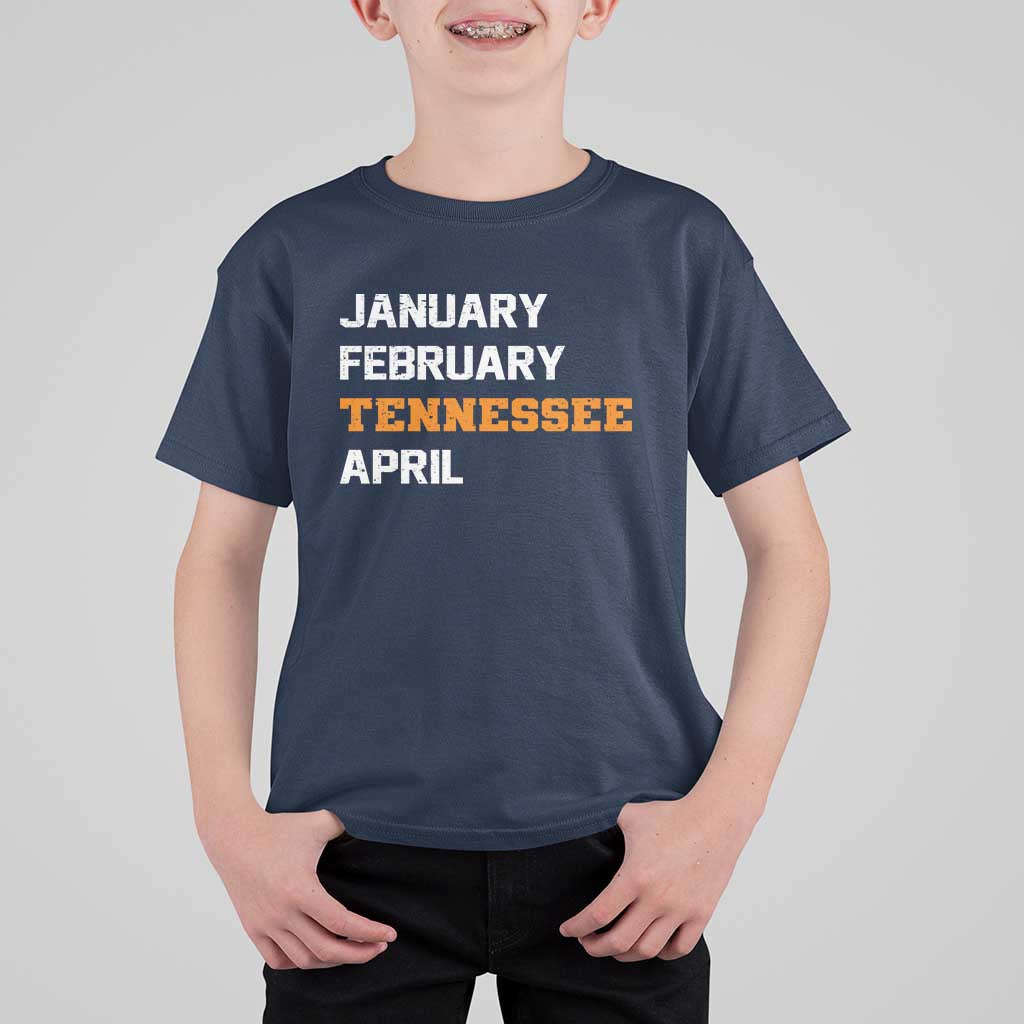January February Tennessee April T Shirt For Kid Basketball Game Day