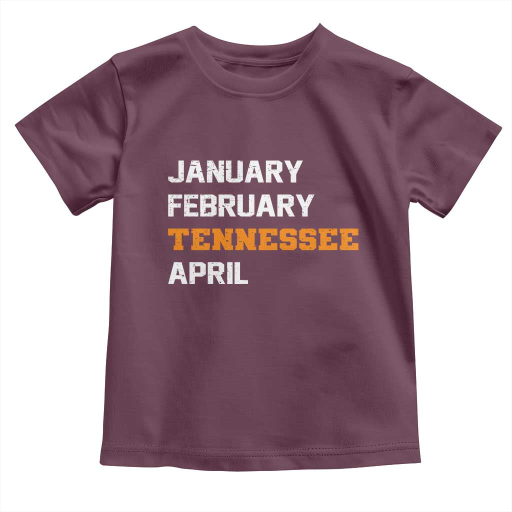 January February Tennessee April Toddler T Shirt Basketball Game Day