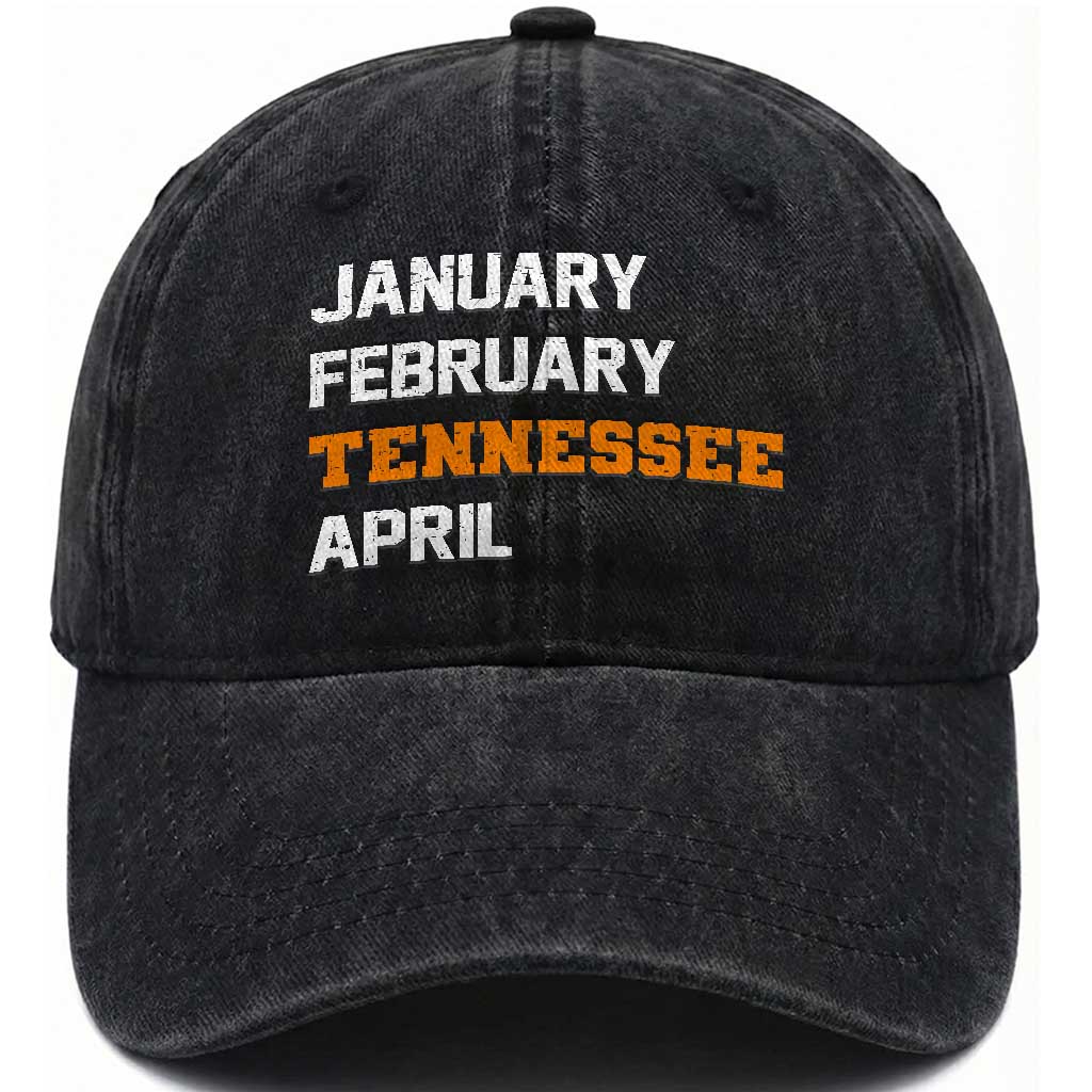 January February Tennessee April Washed Cotton Baseball Cap Basketball Game Day