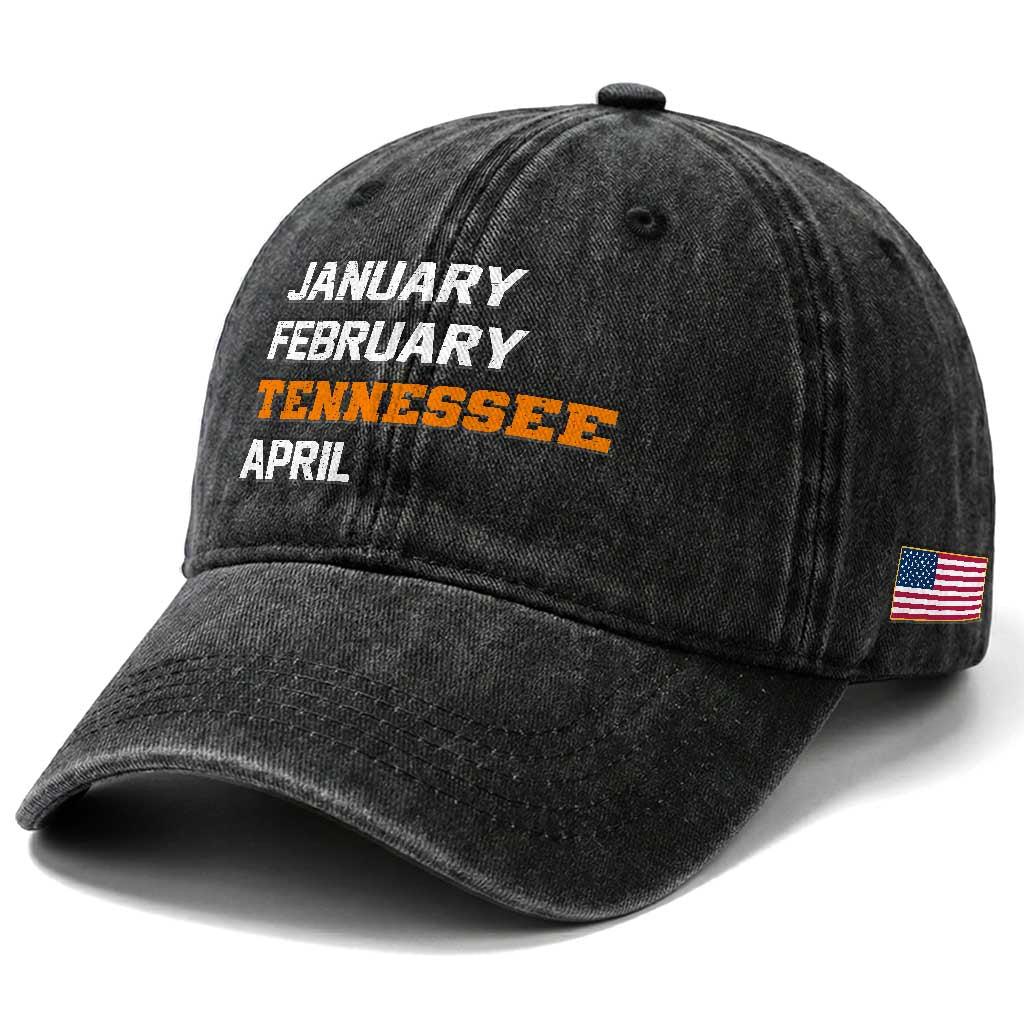 January February Tennessee April Washed Cotton Baseball Cap Basketball Game Day