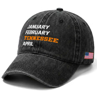 January February Tennessee April Washed Cotton Baseball Cap Basketball Game Day