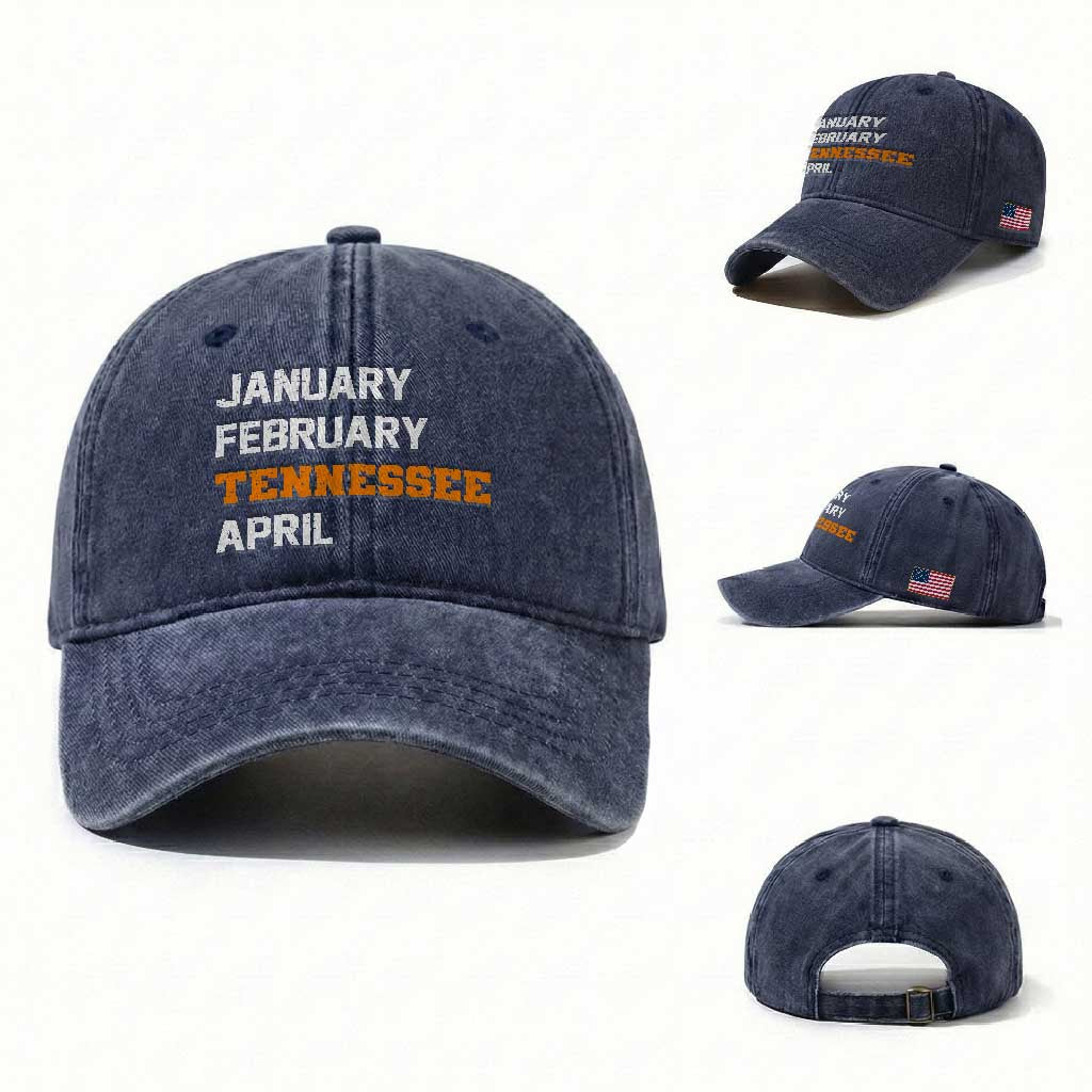 January February Tennessee April Washed Cotton Baseball Cap Basketball Game Day