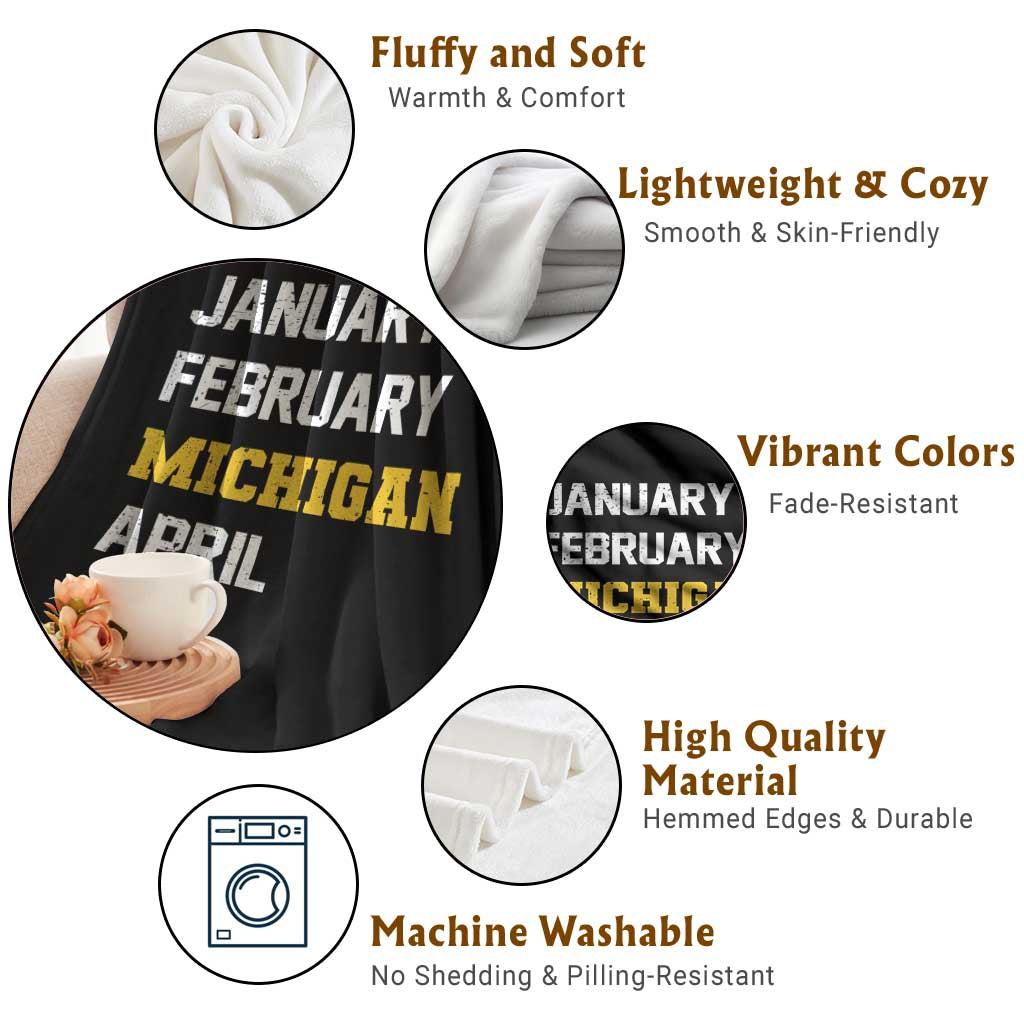 January February Michigan April Throw Blanket Basketball Game Day