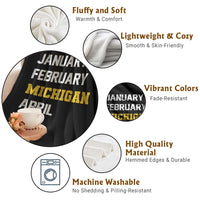 January February Michigan April Throw Blanket Basketball Game Day