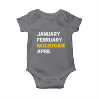 January February Michigan April Baby Onesie Basketball Game Day