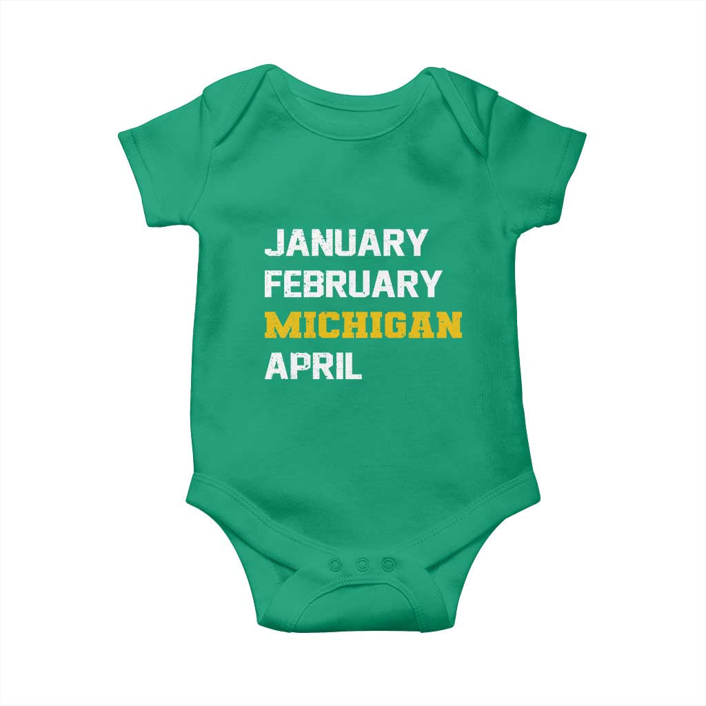 January February Michigan April Baby Onesie Basketball Game Day