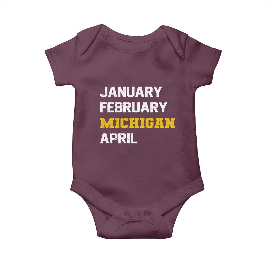 January February Michigan April Baby Onesie Basketball Game Day