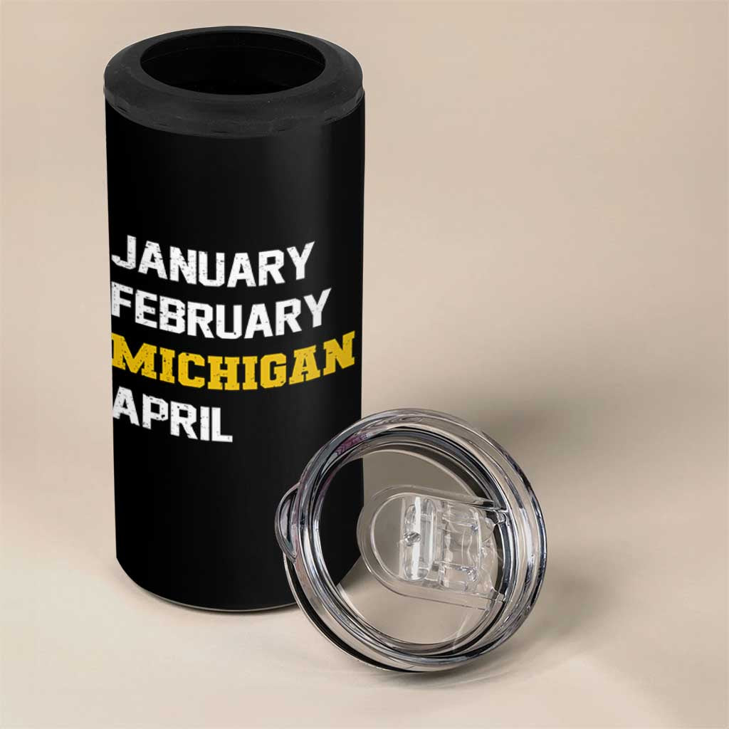 January February Michigan April 4 in 1 Can Cooler Tumbler Basketball Game Day
