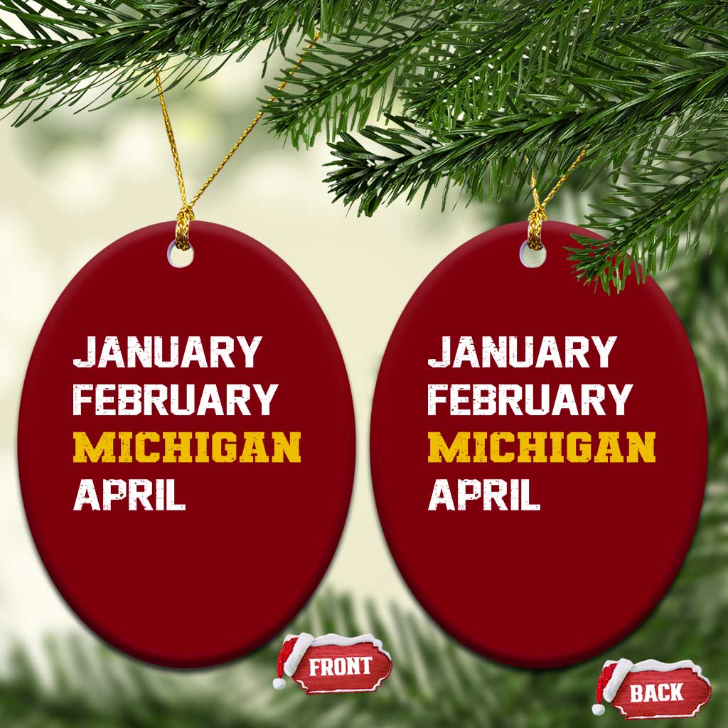 January February Michigan April Ceramic Ornament Basketball Game Day