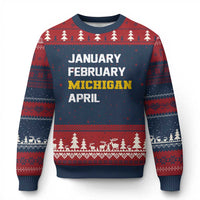 January February Michigan April Ugly Christmas Sweater Basketball Game Day