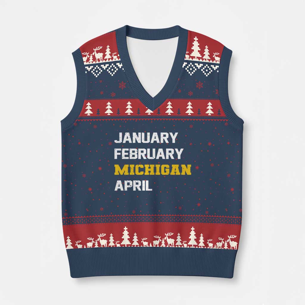 January February Michigan April V-Neck Knit Sweater Vest Basketball Game Day