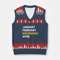 January February Michigan April V-Neck Knit Sweater Vest Basketball Game Day