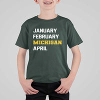 January February Michigan April T Shirt For Kid Basketball Game Day
