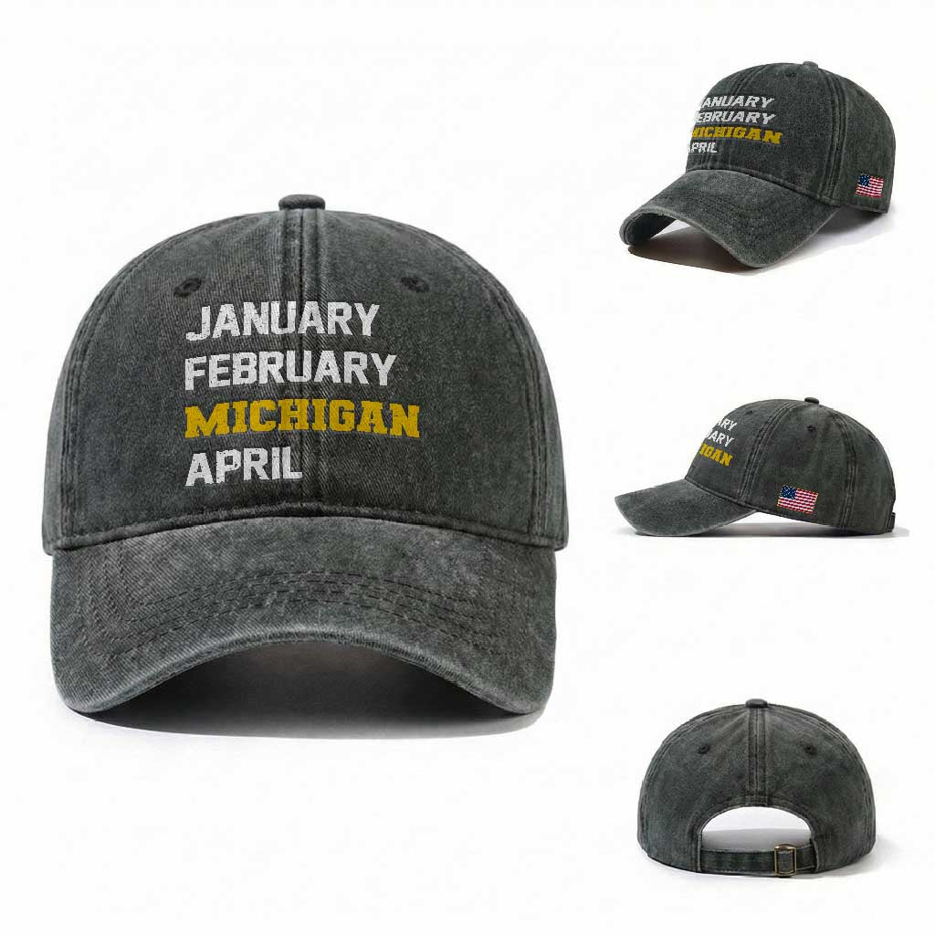 January February Michigan April Washed Cotton Baseball Cap Basketball Game Day