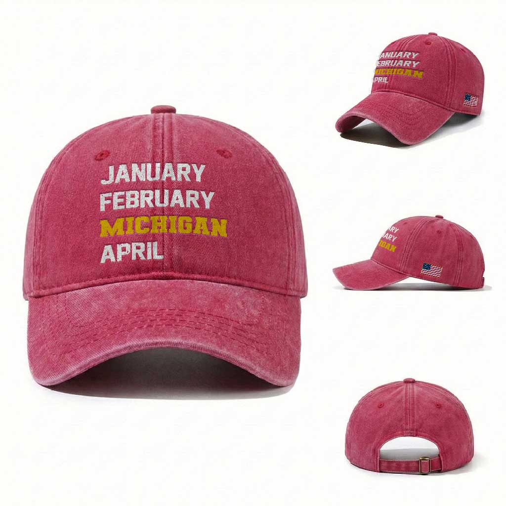 January February Michigan April Washed Cotton Baseball Cap Basketball Game Day