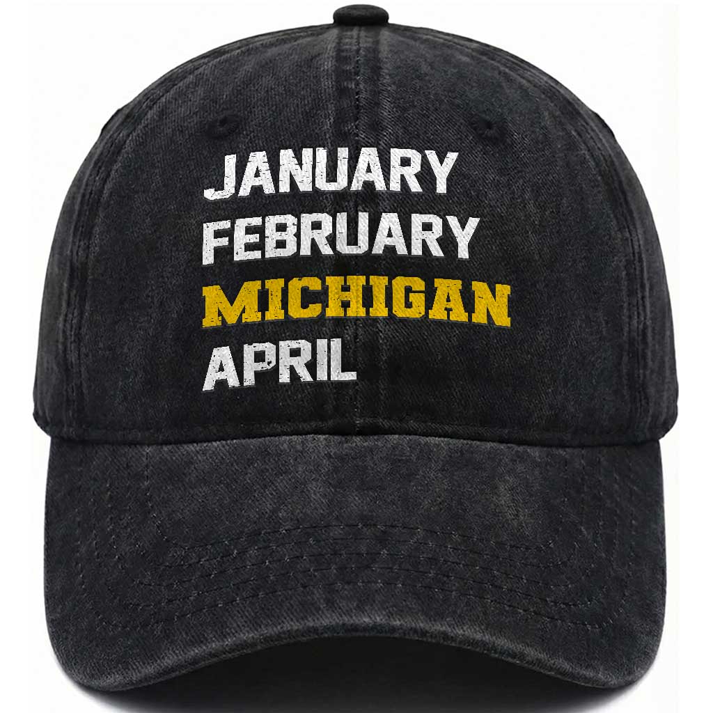January February Michigan April Washed Cotton Baseball Cap Basketball Game Day