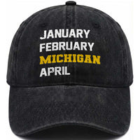 January February Michigan April Washed Cotton Baseball Cap Basketball Game Day