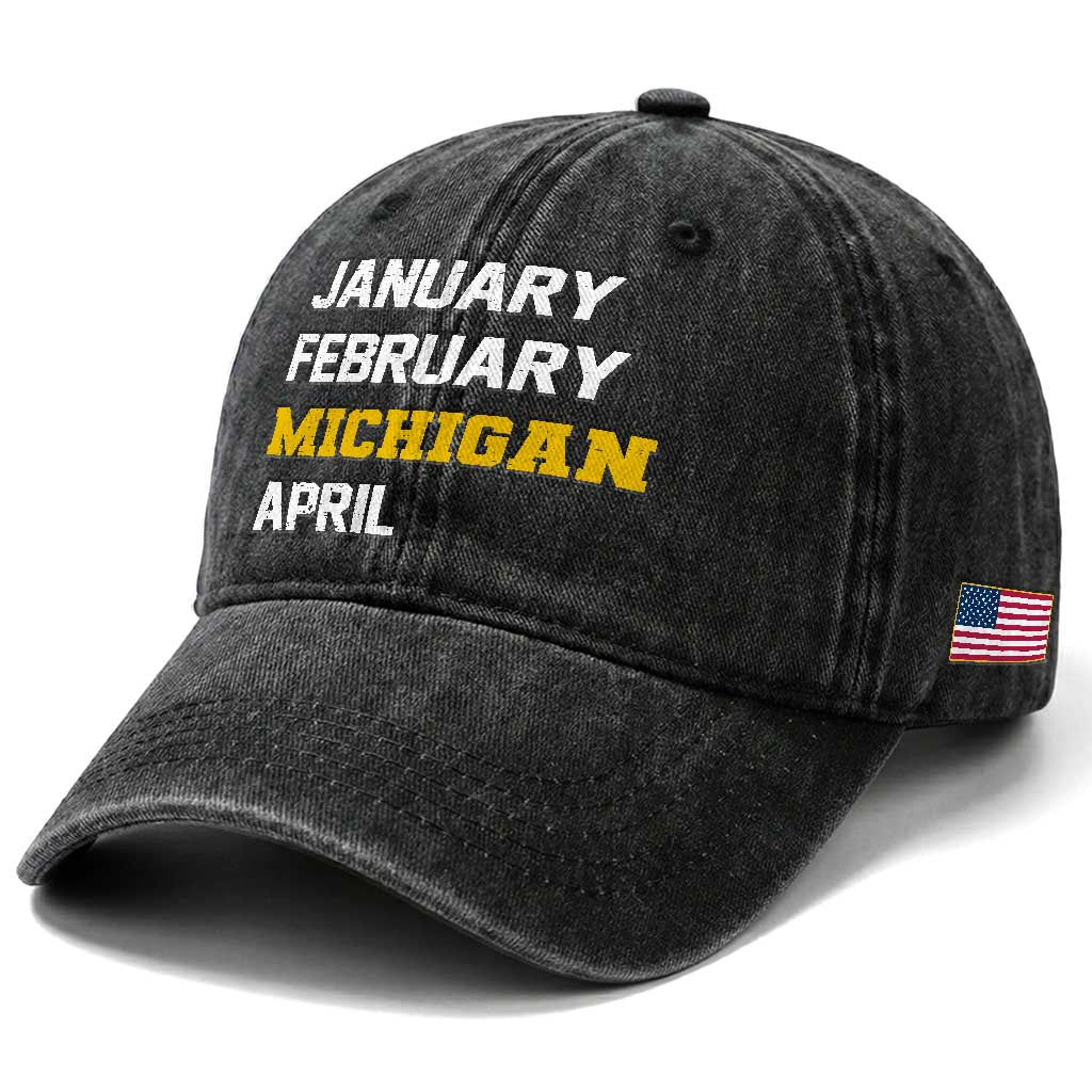 January February Michigan April Washed Cotton Baseball Cap Basketball Game Day