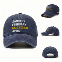 January February Michigan April Washed Cotton Baseball Cap Basketball Game Day