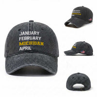 January February Michigan April Washed Cotton Baseball Cap Basketball Game Day