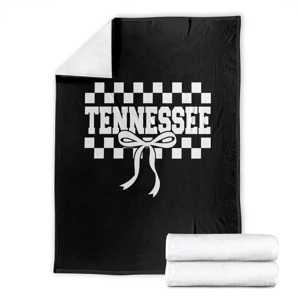 Tennessee Fan Throw Blanket TN State Sport Coquette Bow Checkered Design Game Day