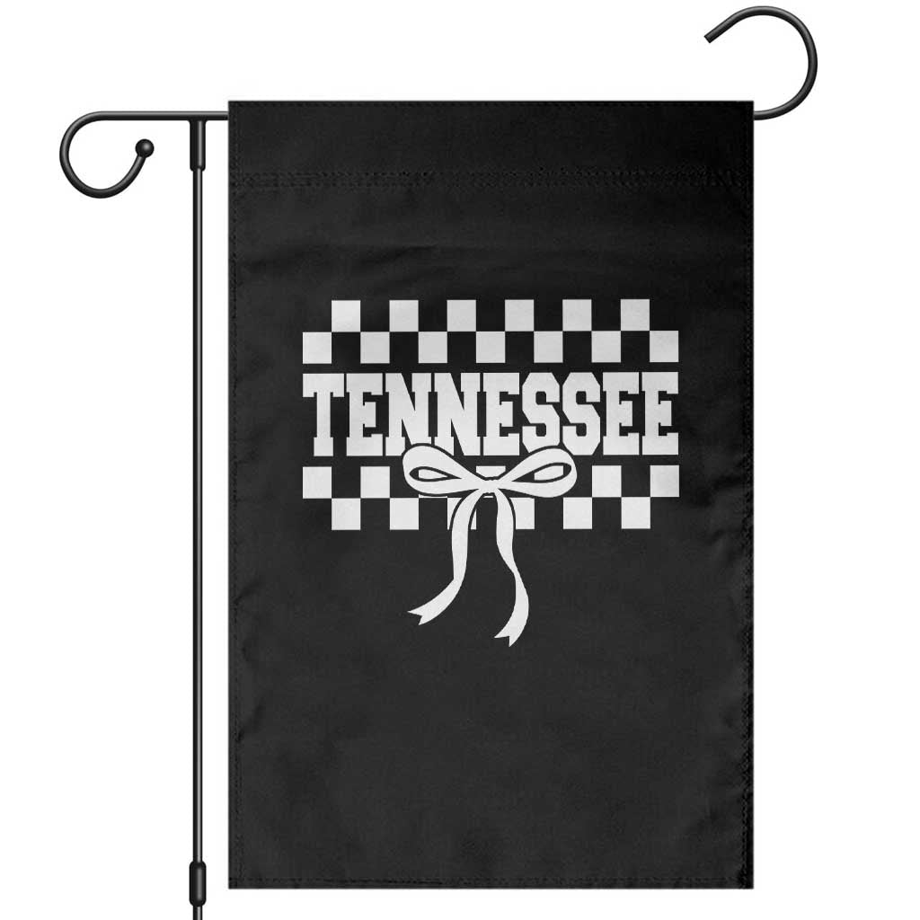 Tennessee Fan Garden Flag TN State Sport Coquette Bow Checkered Design Game Day