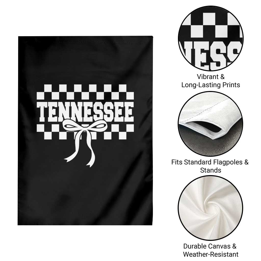 Tennessee Fan Garden Flag TN State Sport Coquette Bow Checkered Design Game Day
