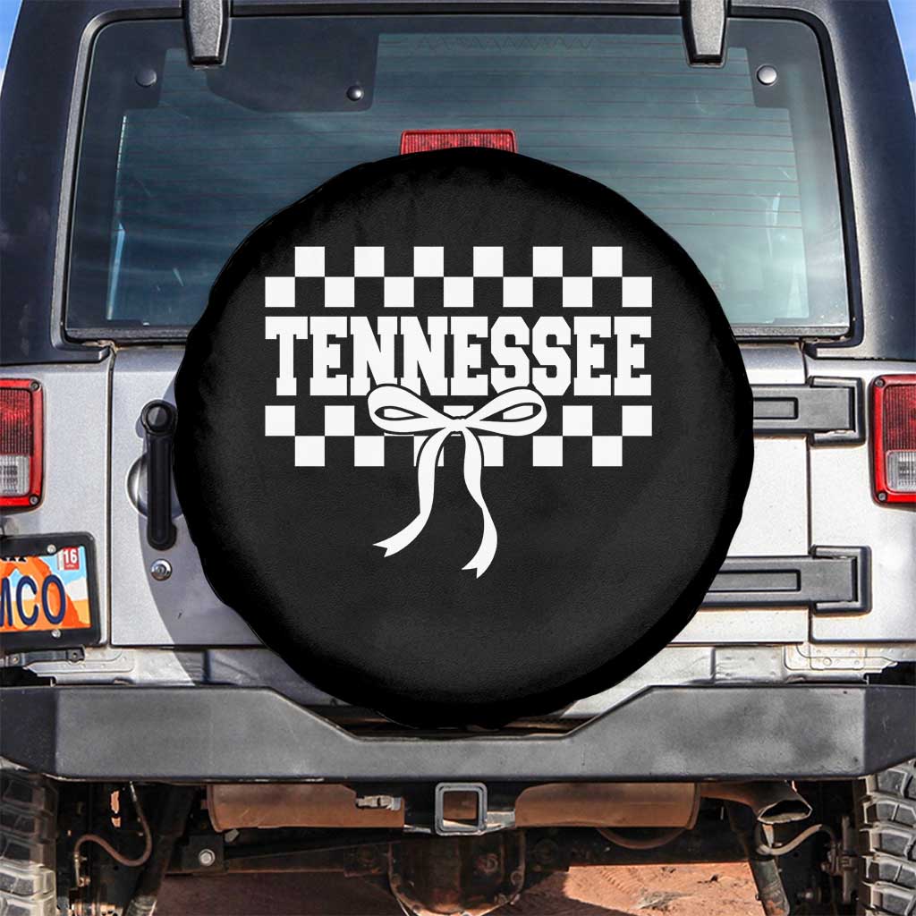 Tennessee Fan Spare Tire Cover TN State Sport Coquette Bow Checkered Design Game Day