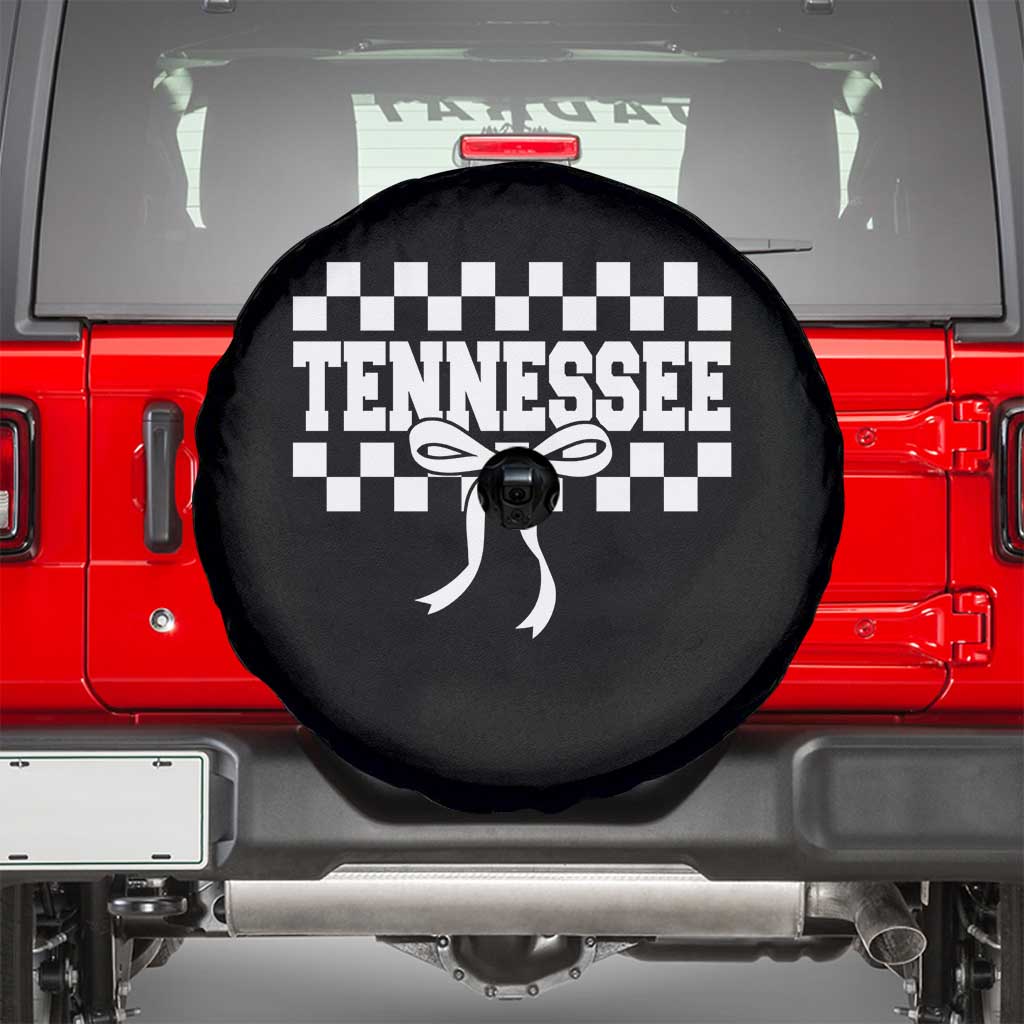 Tennessee Fan Spare Tire Cover TN State Sport Coquette Bow Checkered Design Game Day