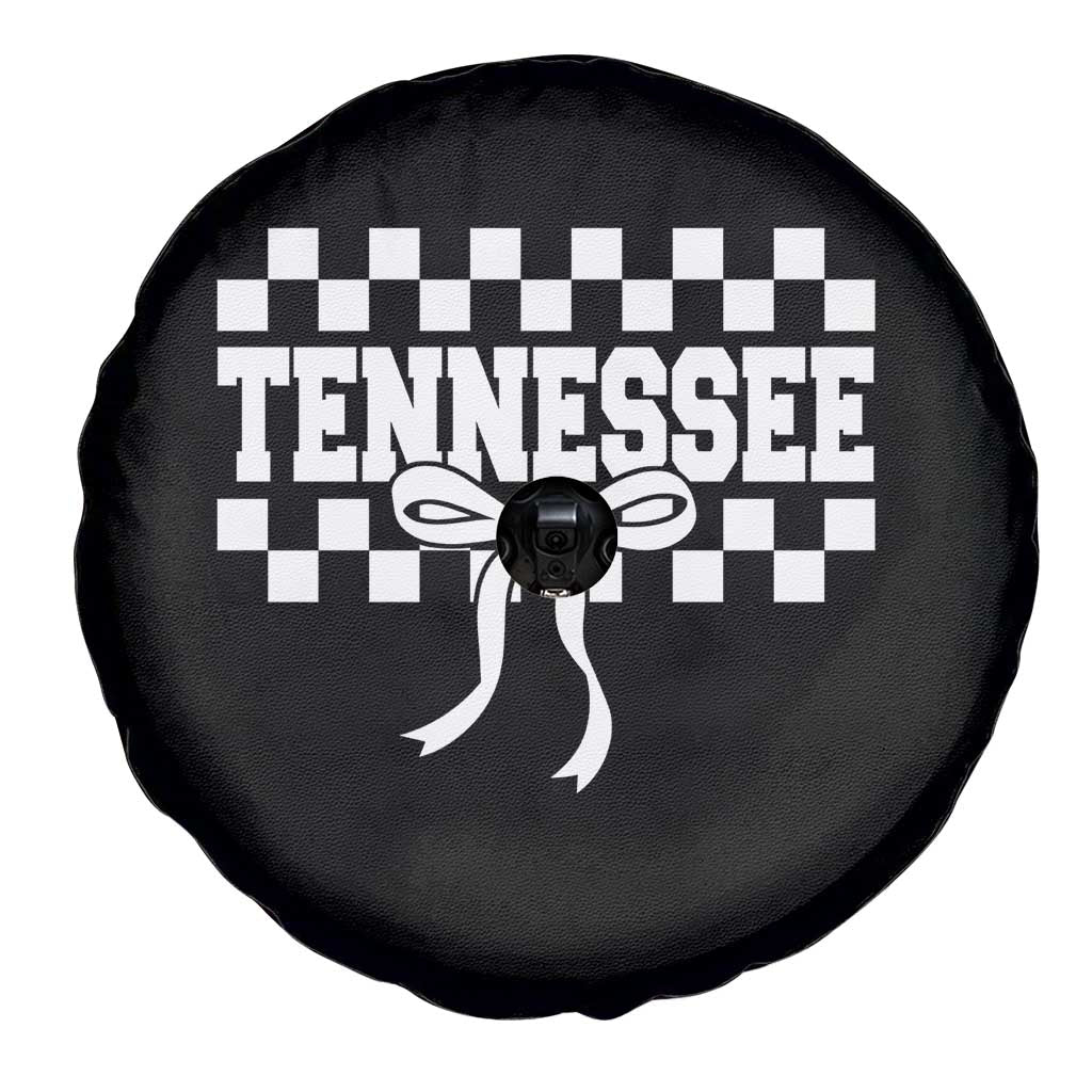 Tennessee Fan Spare Tire Cover TN State Sport Coquette Bow Checkered Design Game Day