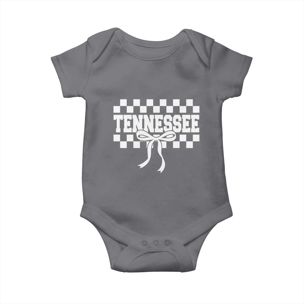 Tennessee Fan Baby Onesie TN State Sport Coquette Bow Checkered Design Game Day