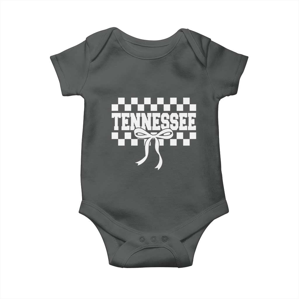 Tennessee Fan Baby Onesie TN State Sport Coquette Bow Checkered Design Game Day