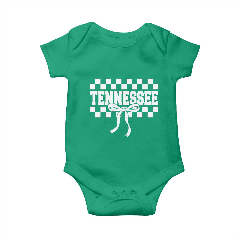Tennessee Fan Baby Onesie TN State Sport Coquette Bow Checkered Design Game Day