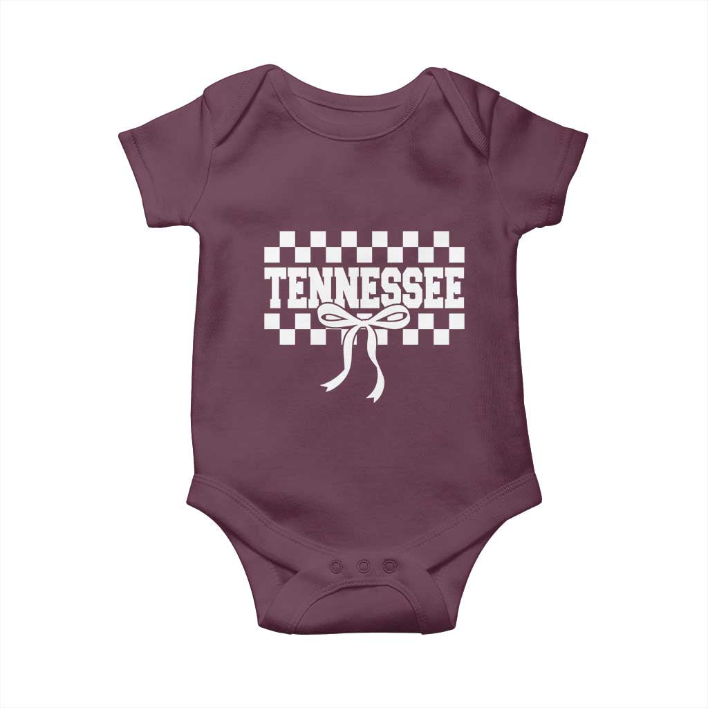 Tennessee Fan Baby Onesie TN State Sport Coquette Bow Checkered Design Game Day